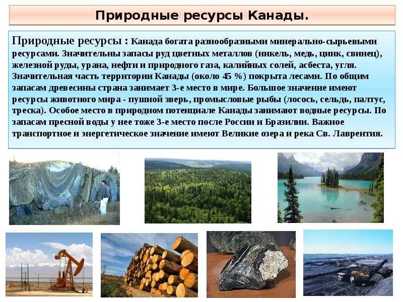 Канада: природные ресурсы страны
