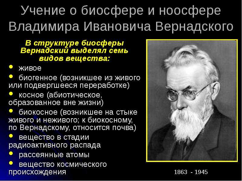 Учение вернадского о биосфере и ноосфере на земле