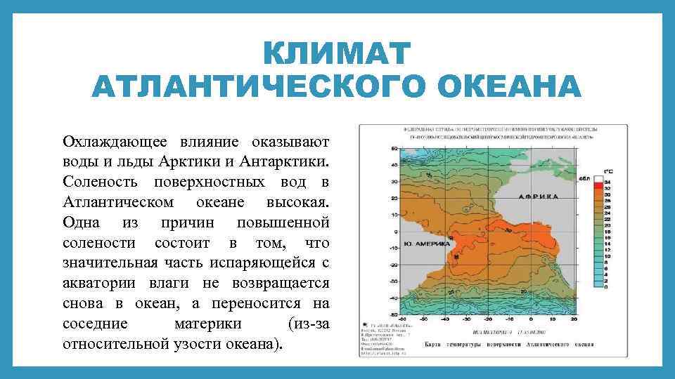 Атлантический  океан: характерные особенности воды и рельефа дна