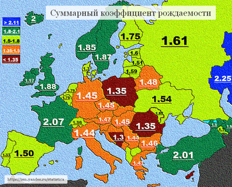 Европейские страны по плотности населения - 2024